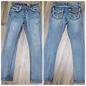 Arizona Jean Co Distressed Jeans with Studded Accents